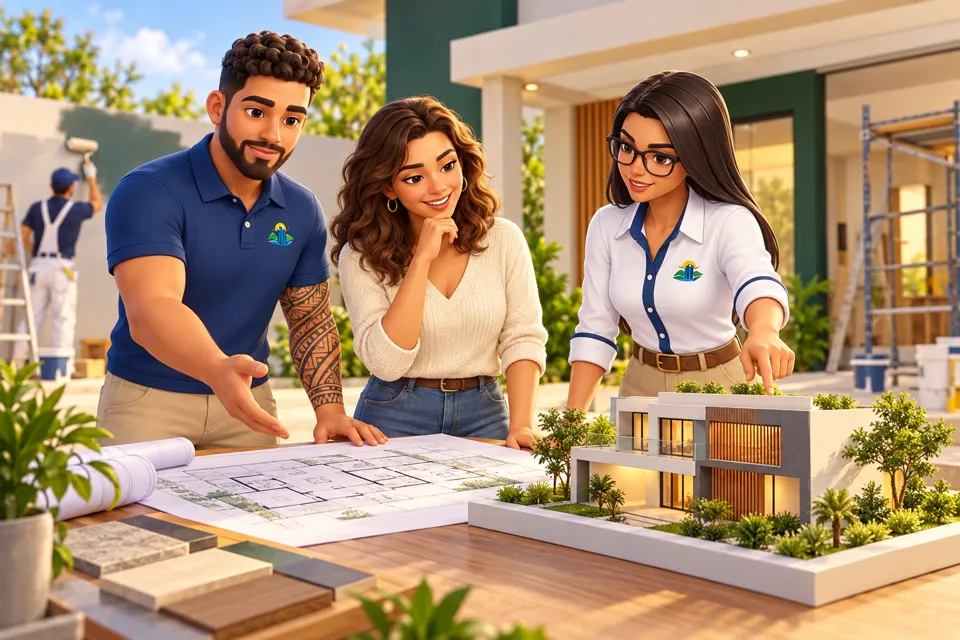 Avatares de Lucas e Juliana acompanhando uma revitalização
